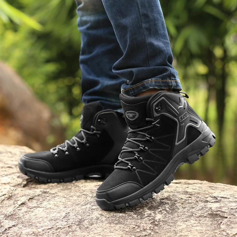 YITU Unisex Hiking Boots Waterproof Sports Sneakers Outdoor Shoes Black Camping Trekking Anti-skid Hunting | Спорт и развлечения