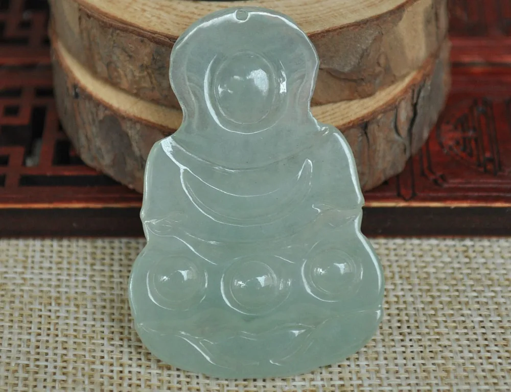 Сертифицированный 100% натуральный Изумрудный нефрит кулон ~ гуаньиновая