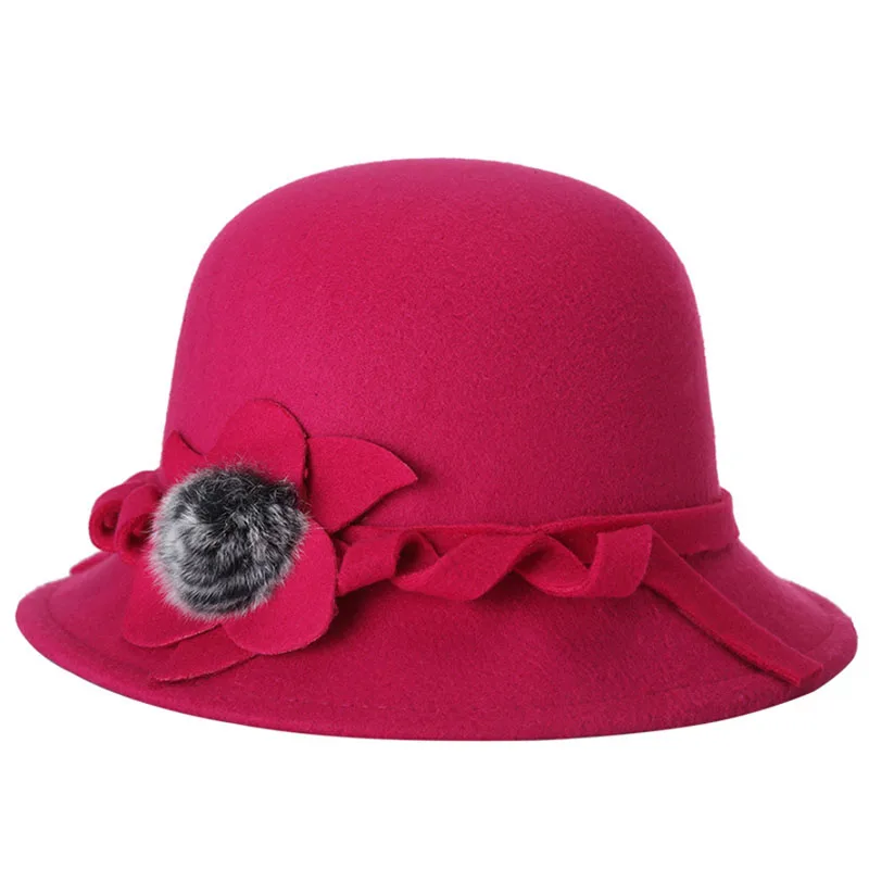 

BINGYUANHAOXUAN Women's Winter Bucket Hat Vintage Sweet Cute Felted Wool Floppy Fashion