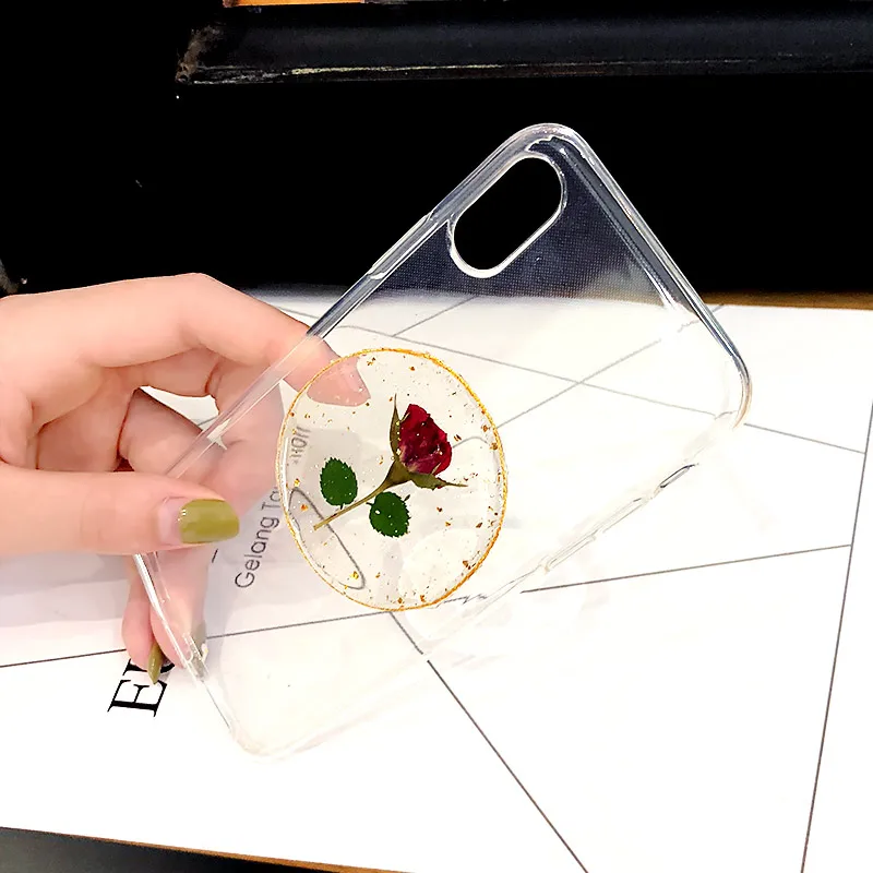Phone Case For iPhone 11 Pro 7 8 plus X XR XS MAX Rose Flower Transparent Soft TPU Silicon Cute Protective Back Cover |