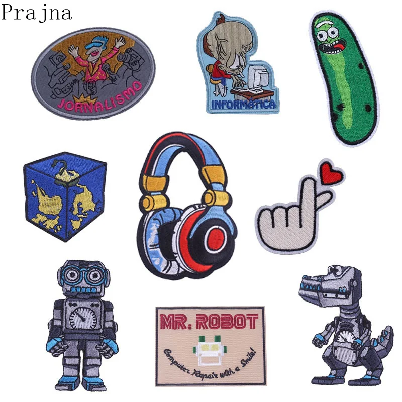 Prajna Рик и Морти патч Mr патч для роботов странные вещи вышитые железные нашивки для одежды полосы наклейки аппликация DIY