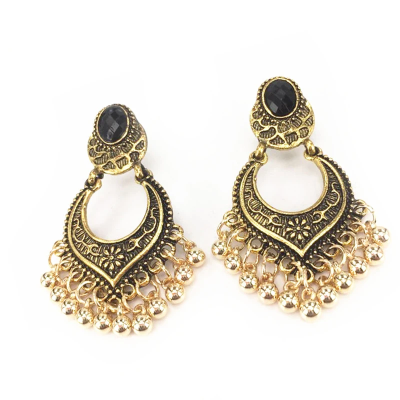 

Bohemian Gypsy Resin Carved Hollow Heart Round Ball Tassel Dangle Earrings Boho Ethnic Tirbal Retro Ear Jewelry Lot 10 Pairs