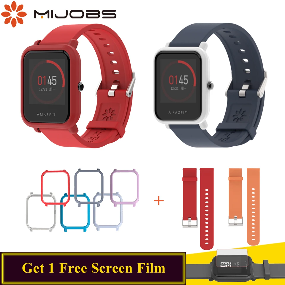 Силиконовый спортивный ремешок Mijobs 20 мм, чехол для Xiaomi Huami Amazfit Bip BIT PACE, Смарт-часы, браслет, аксессуары