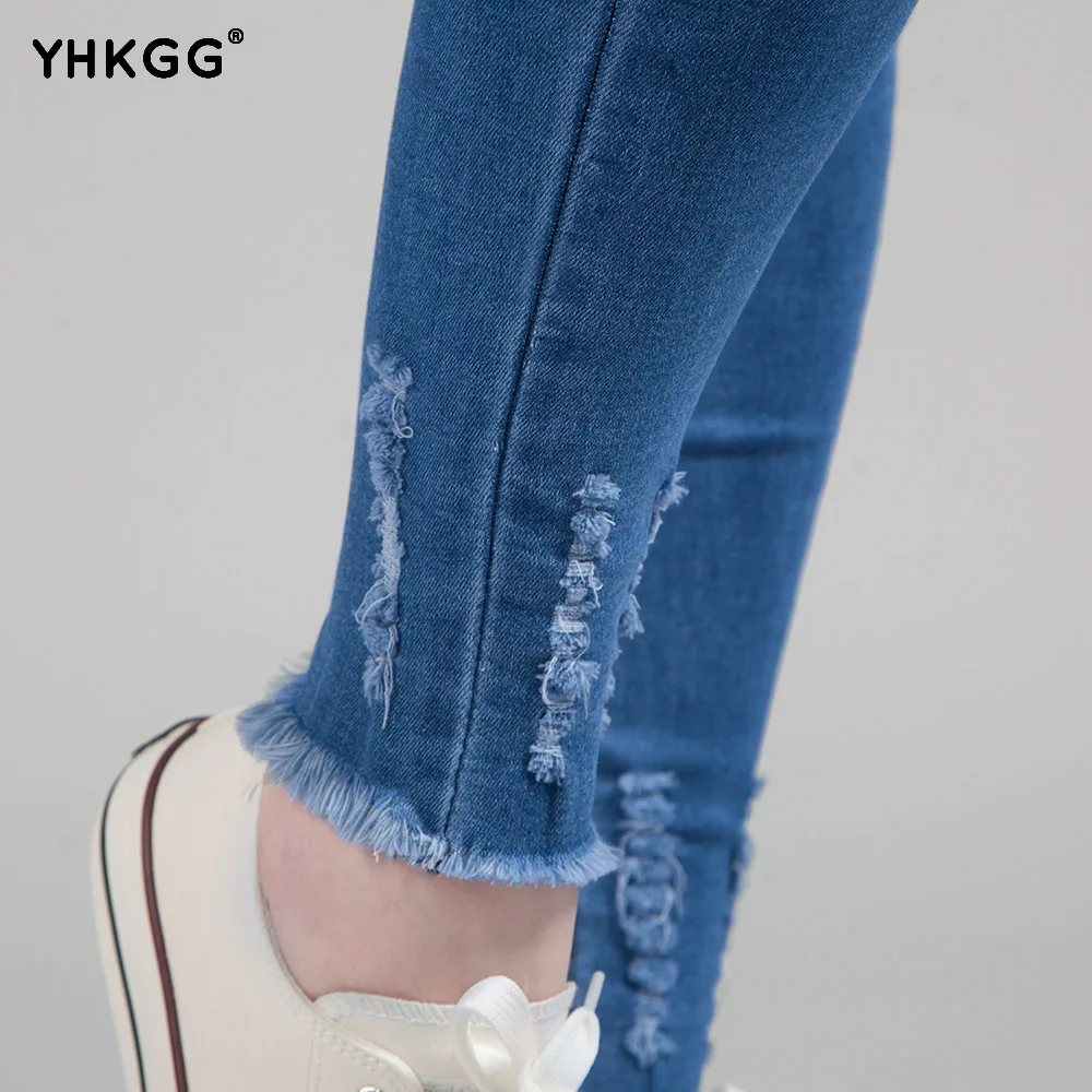 YHKGG Новинка 2018 года ультра тонкий эластичный Высокая талия узкие стрейч джинсы