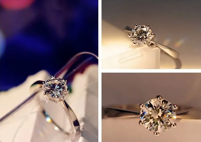 Высококачественные блестящие женские кольца с фианитом посеребренные свадебные