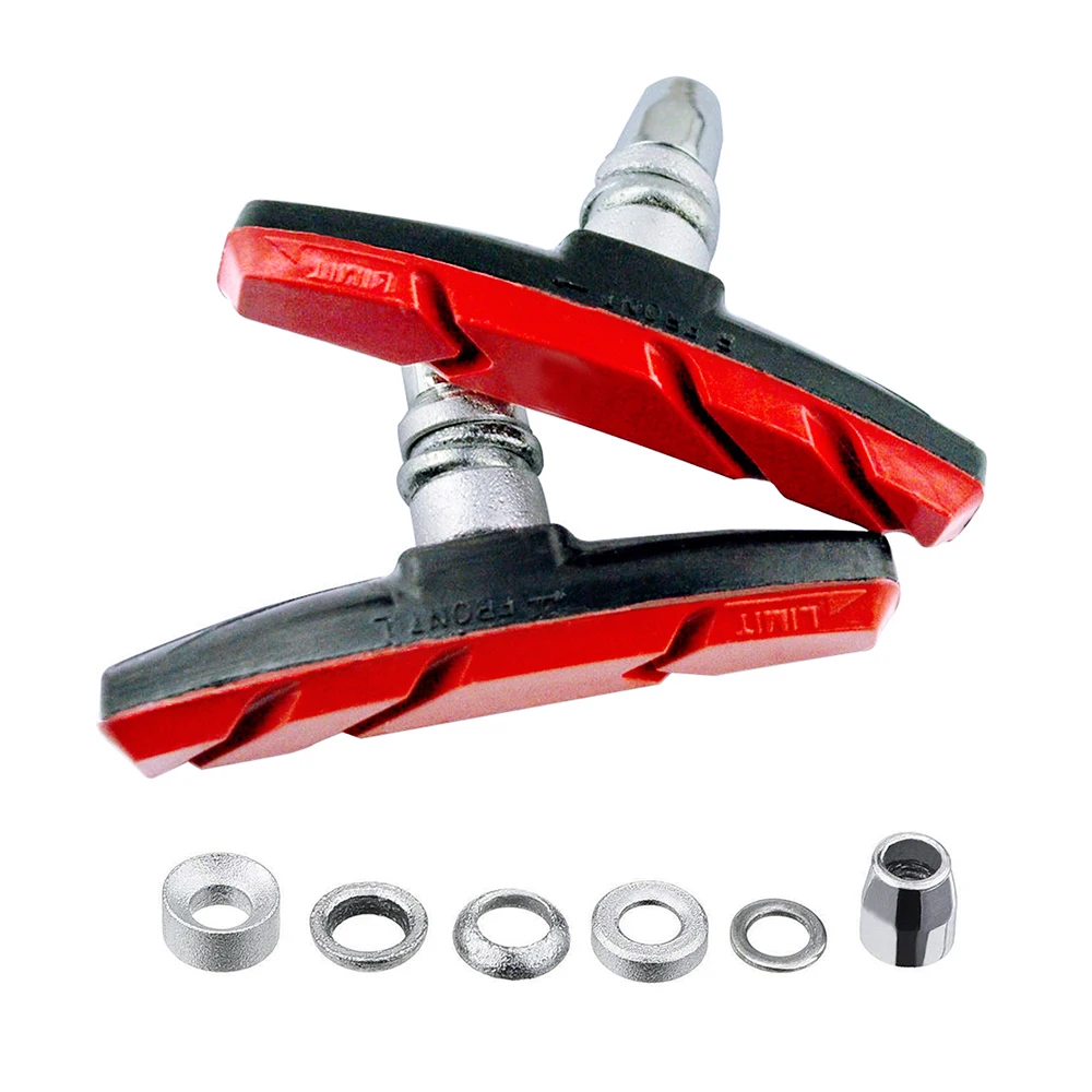 Zacro 2pcs Mountain Road Bike Brake pads MTB Bicycle Braking V-Brake Holder Shoes Rubber Blocks Durable Cycling Accessories