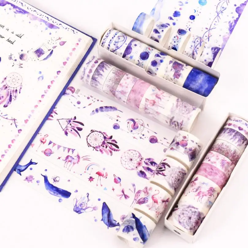 8 шт./лот милые бумажные Маскировочные клейкие ленты из рисовой бумаги с