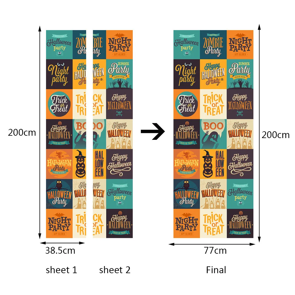 Хэллоуин шаблон Красочные проверки 2 шт./лот 3D наклейки на дверь DIY Искусство