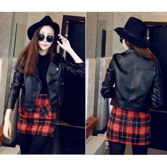 Новинка Короткая кожаная куртка черные женские пальто женская на весну и осень