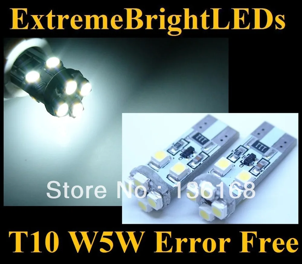 

Free Shipping 10 Pieces/Lot WHITE 8-SMD T10 194 W5W Canbus Error Free LED Parking Lights