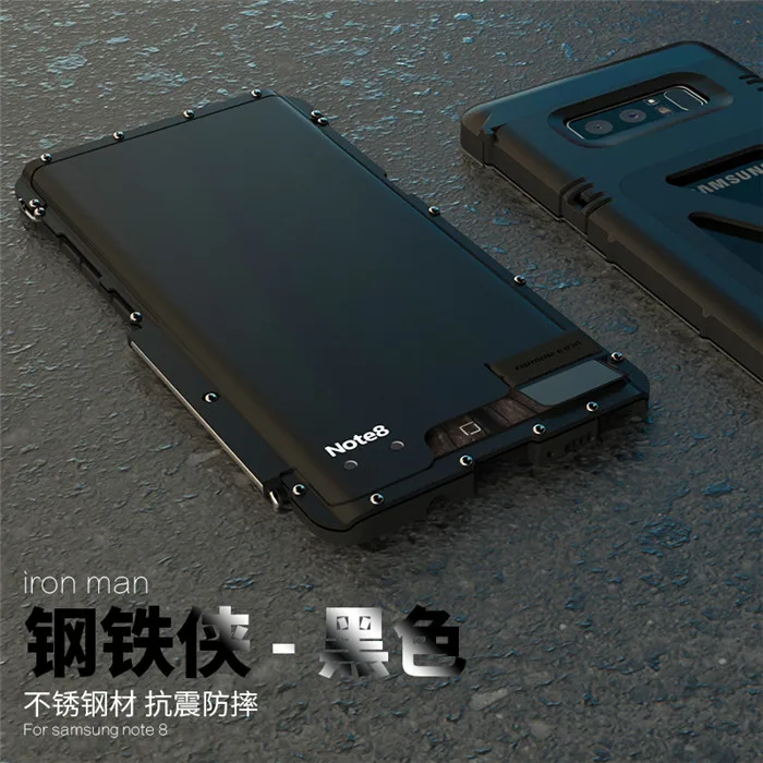 Роскошный Алюминиевый металлический флип-чехол для samsung Galaxy Note 9, 8, 7, 5, 4, 3, чехол с покрытием в виде брони, полная сверхмощная защита, аксессуары для телефона - Цвет: Черный