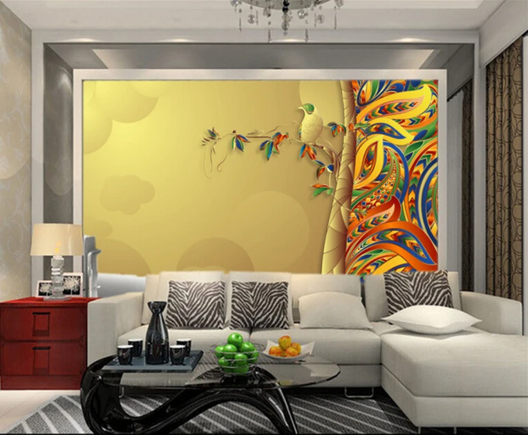 Custom photo wallpaper Colorful abstract leaves 3D stereoscopic for living room restaurant bedroom wall | Обустройство дома