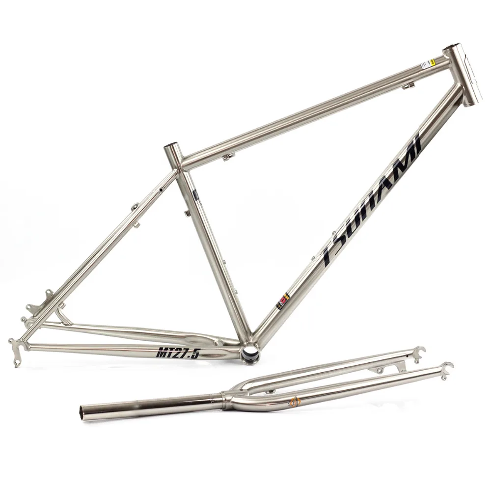 Reynolds 520 CR-MO сталь MTB велосипедная Рама с вилкой 27," 650B Классическая Серебряная Щетка 15,5" 1" 18,5" набор рамок цунами высокое качество