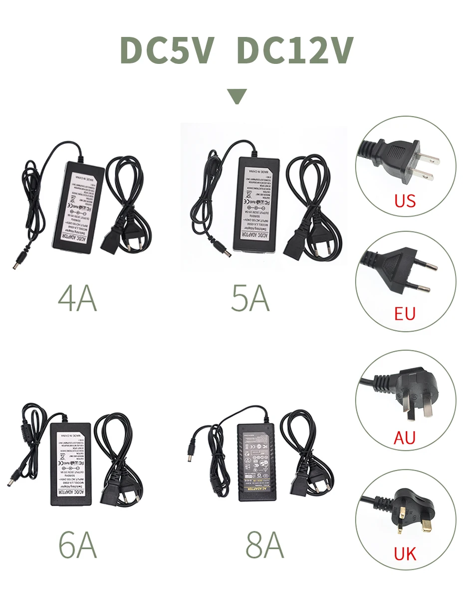 DC Питание 5 V-24 V светильник ing трансформаторы для Светодиодные ленты 1A 2A 3A 4A 5A 6A светильник конвертер