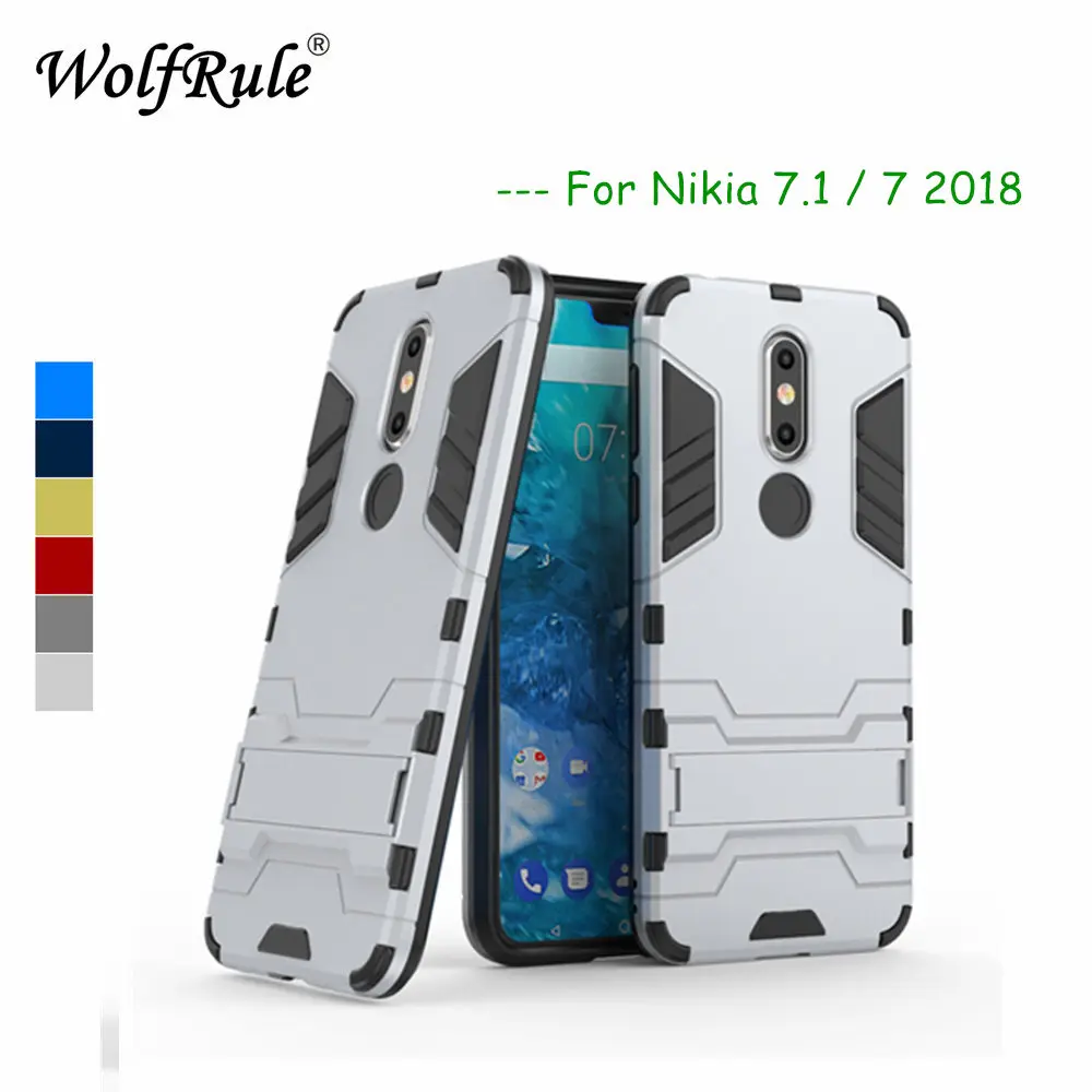 Чехол WolfRule для Nokia 7 1 мягкий силиконовый чехол + пластиковая подставка телефона