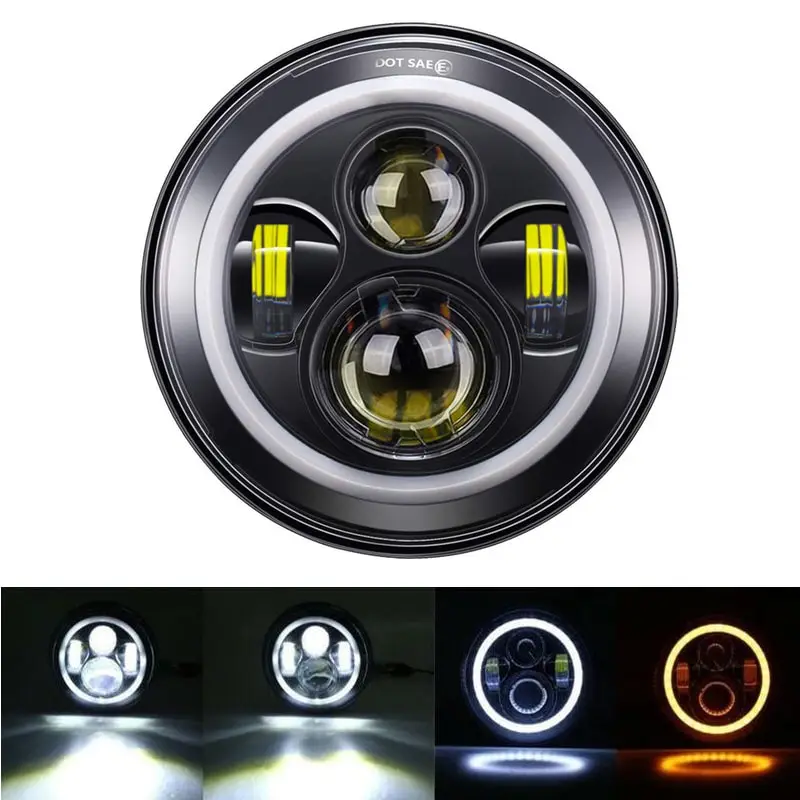 

7inch LED Headlight with White DRL+2PCS 4.5inch Passing Fog Lights, Adapter Ring for Touring Electra Glide Street Glide