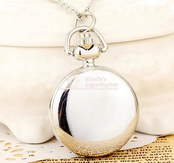 Hot selling Trumpet white steel enamel pocket watch blue peacock mirror necklace Wholesale | Украшения и аксессуары