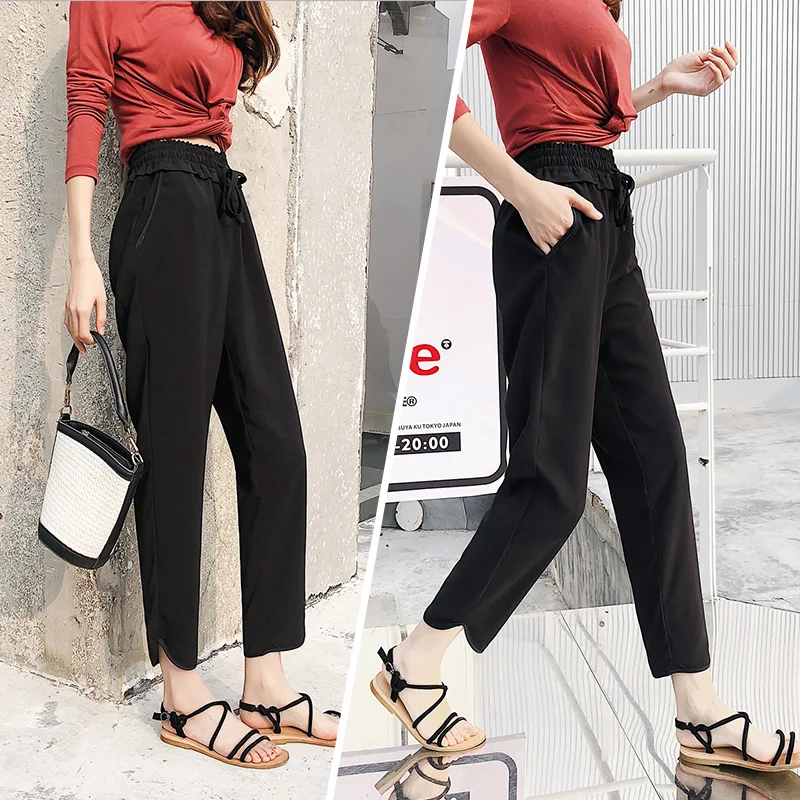 Модные свободные брюки-шаровары с эластичной резинкой на талии для женщин