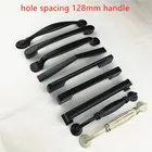 Расстояние между отверстиями 128 мм цинковый сплав черные ручки шкафа американский стиль кухонные двери ручки для выдвижных ящиков мебельные ручки
