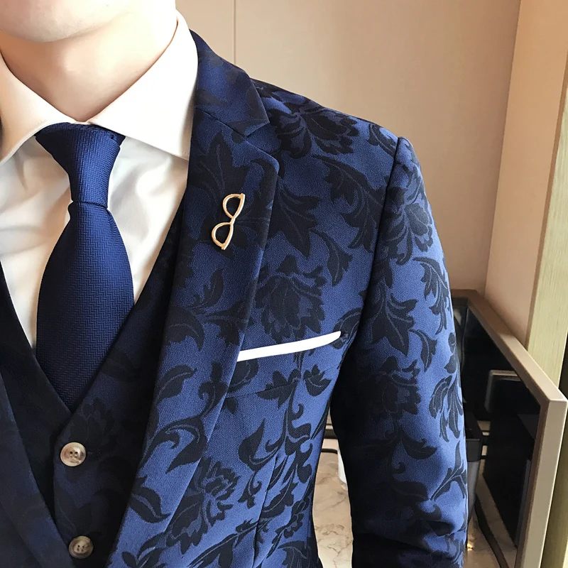 Новинка 2017 осенне-зимний цветочный костюм жениха высококачественный мужской в