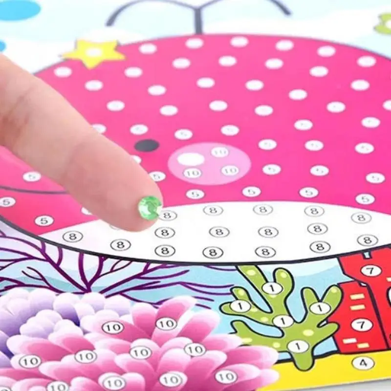 Hot Sale 5pcs Different Kids Children Kindergarten Educational Puzzles Crystal Diamond Mosaic Sticker Painting Diy Crafts Toys