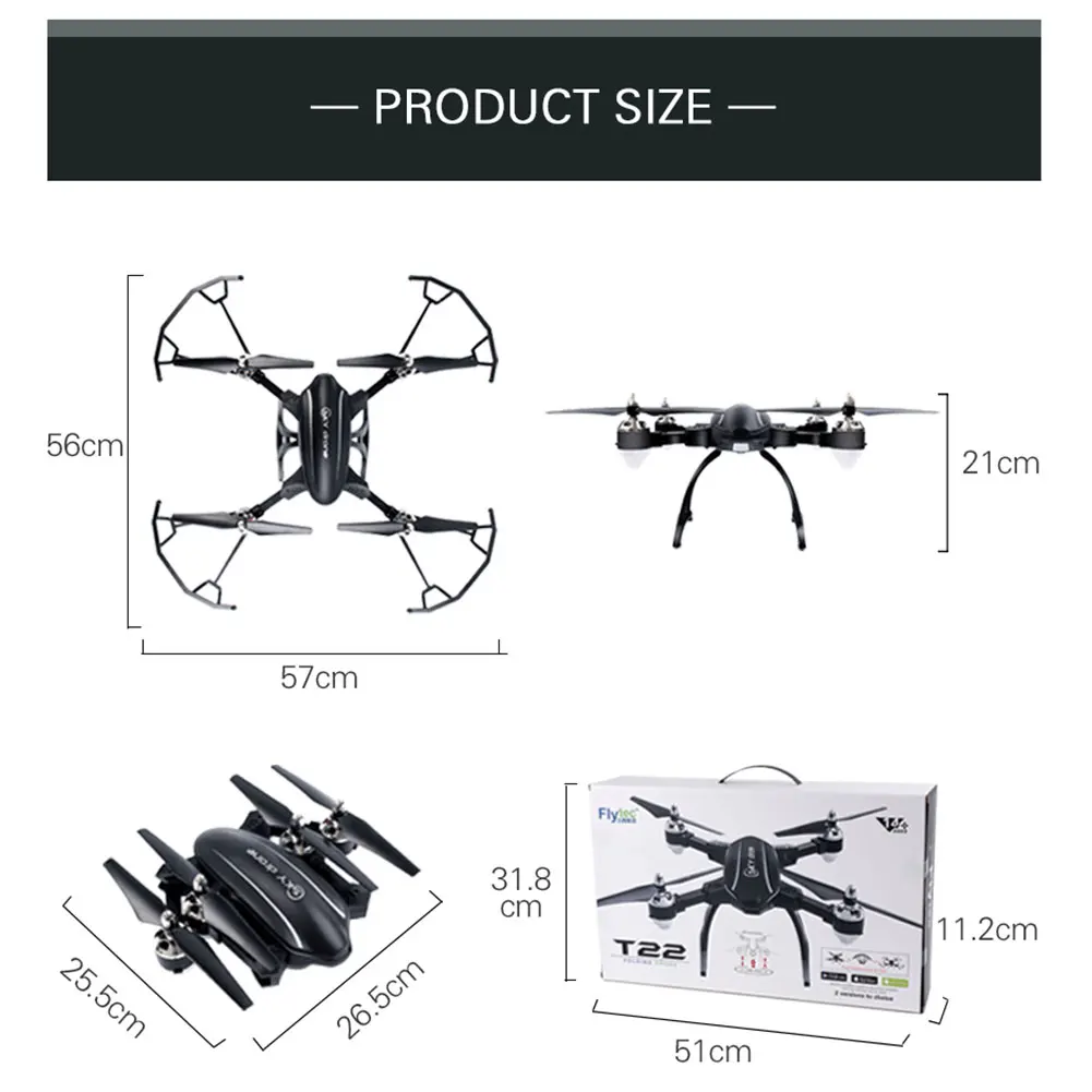 Flytec T22 2 4 г складной Дрон Квадрокоптер с дистанционным управлением Hover высота