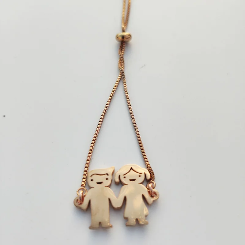 Boy Girl Rose Gold Индивидуальные Близнецы Парные браслеты выгравированное имя Дата нержавеющая сталь браслеты выбрать ребенка девочка мальчик Подарки Для Семьи - Окраска металла: Boy Girl Rose Gold