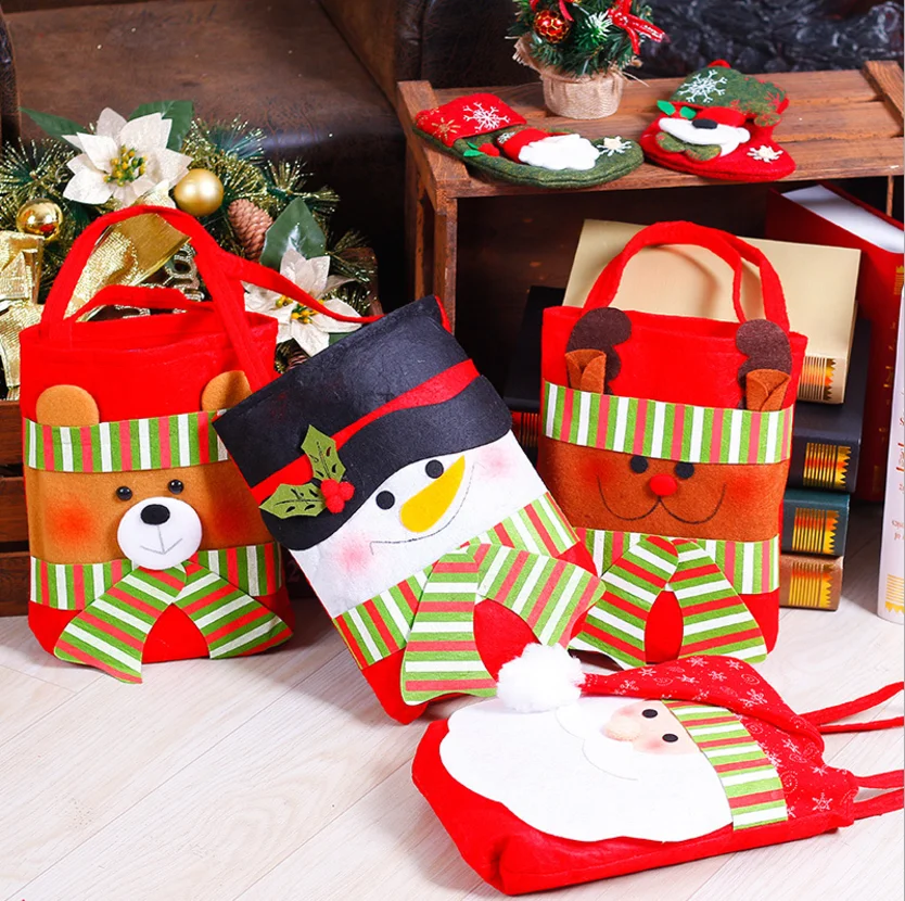 

Рождественские подарочные пакеты с Санта-Клаусом, снеговиком, мешки для конфет, товары для украшения дома