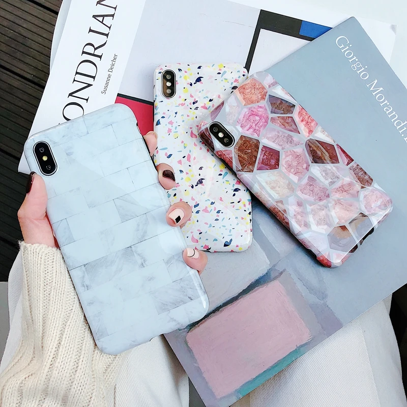 Чехол для iphone x с цветочным рисунком и керамической плиткой Жесткий 6 6s 7 8 9 plus xs xr max
