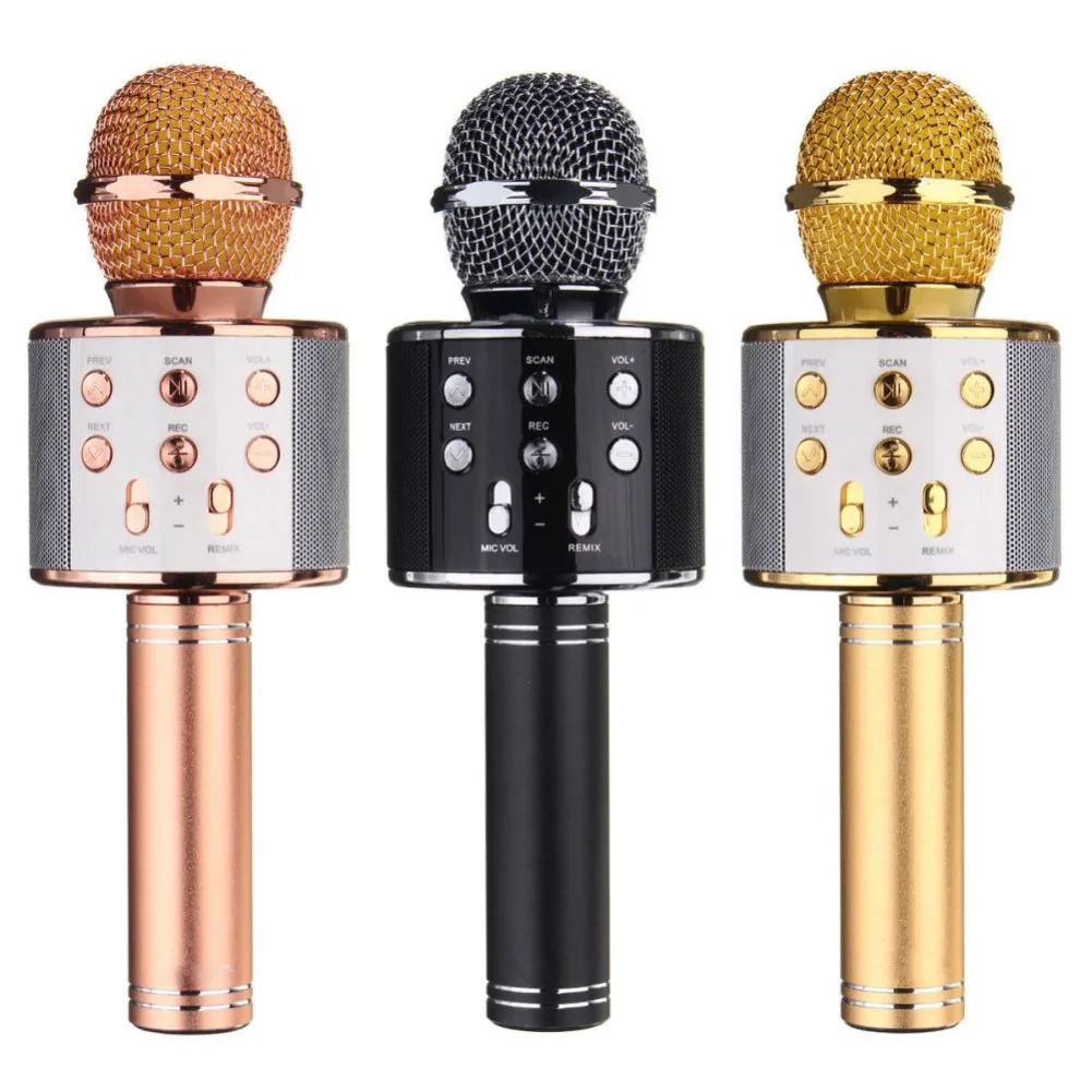 Беспроводной Bluetooth WS 858 Караоке ручной микрофон Mic Динамик Запись музыки