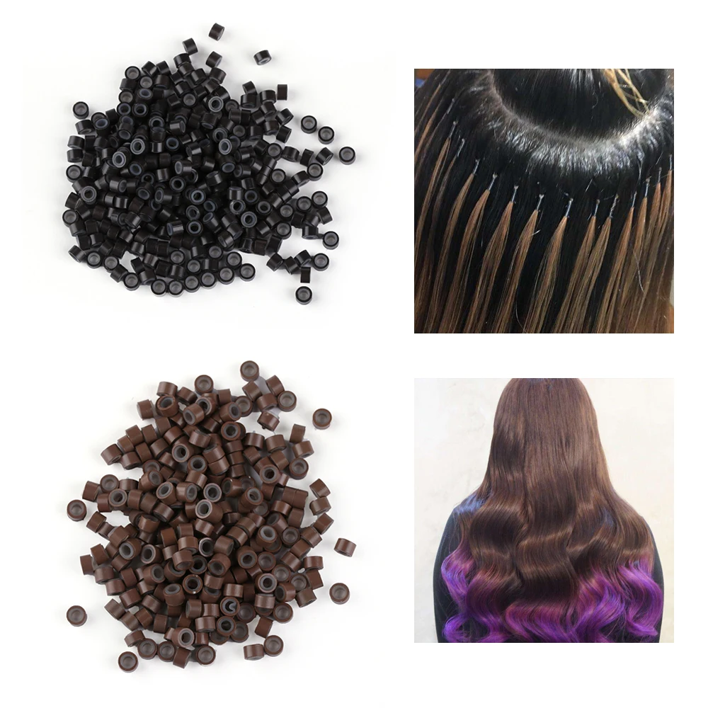 500 шт./компл. силиконовые кольца с перьями и бусинами для наращивания