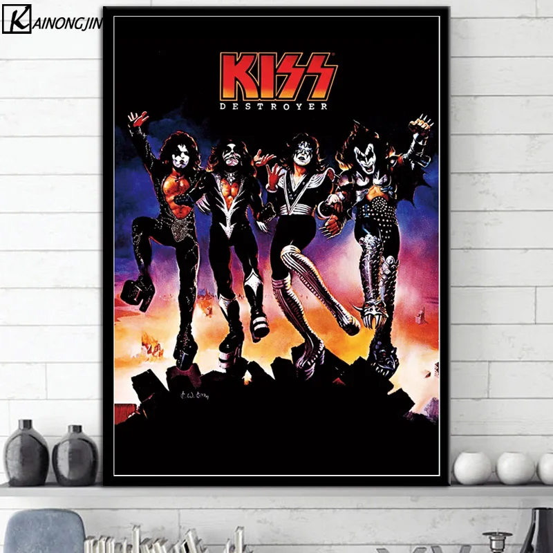 007 Художественный плакат Kiss Band плакаты и печать, Картина Настенная живопись на холсте украшение дома комнаты - Цвет: 007