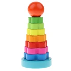 Деревянные кольца радуги, штабелирующая башня для детей, Ранние развивающие Игрушки для маленьких девочек, детские игрушки для мальчиков