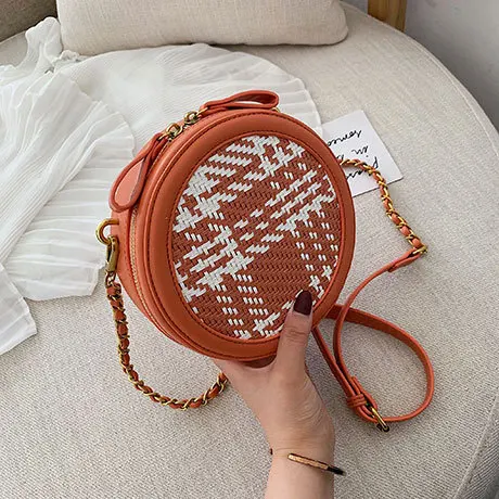 Новая круглая маленькая сумка женская 2019 новые тканые сумки модная на плечо с
