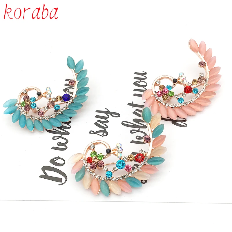 2018 Новая мода Элегантный Кристалл Павлин Брошь ручной работы Опал горный