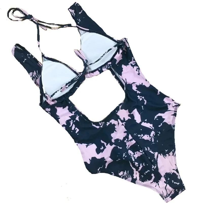 Купальный костюм купальник монокини с принтом винтажный сексуальный цельный