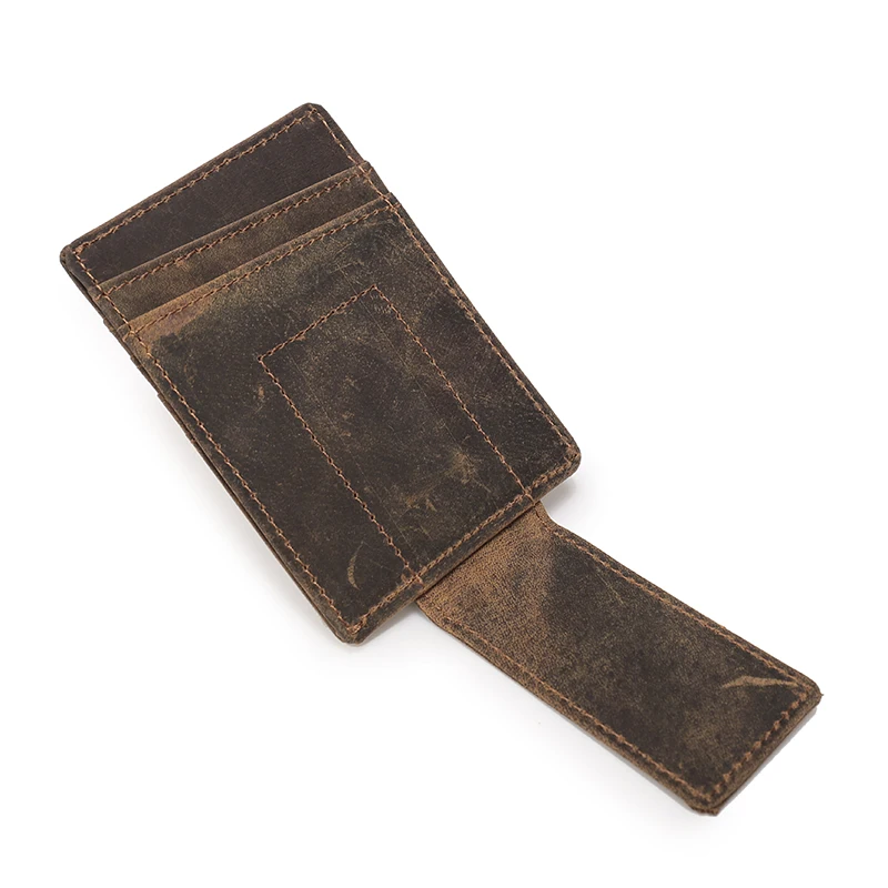 Тонкий кошелек из натуральной кожи для мужчин винтажный бумажник вощеной Crazy Horse