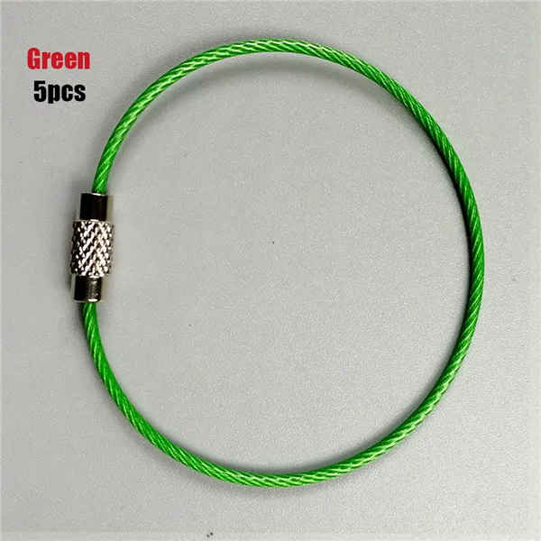 green 5 шт. 150 мм красочная цепочка для ключей из нержавеющей стали карабинный ключ держатель Открытый провод брелоки кабель Веревка Ключ для ремонта объективов брелок - Цвет: green