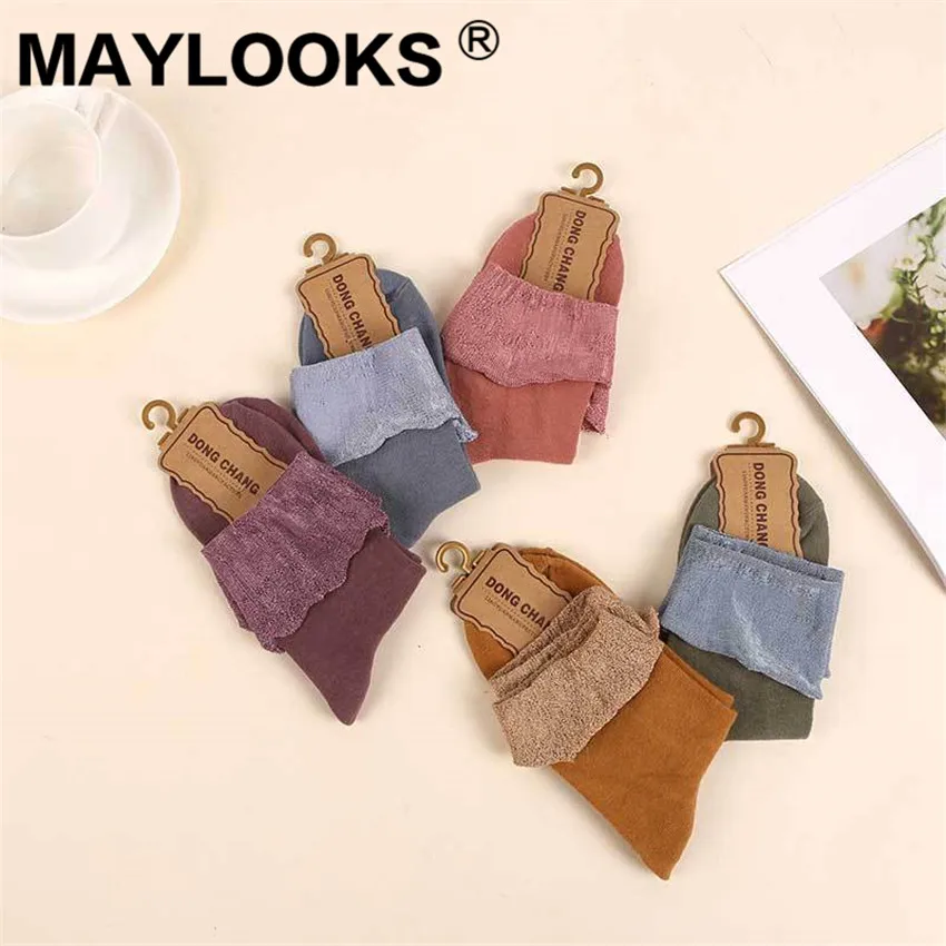 Maylooks/Новинка японские носки сезон осень-зима свободные хлопковые с закрытым