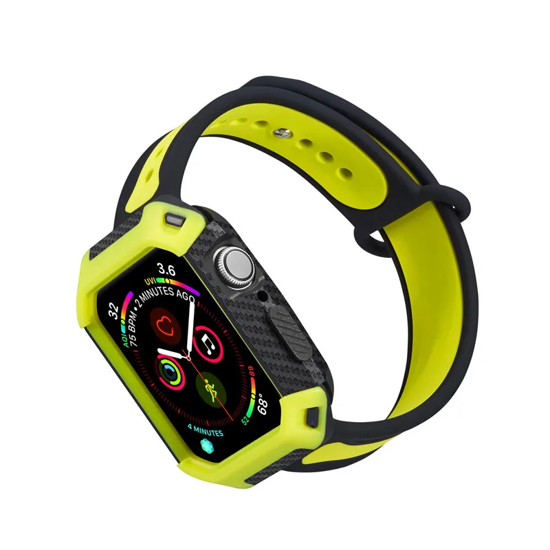 Силиконовый спортивный двухцветный чехол для часов Apple Watch 4/2/1 мягкий силиконовый