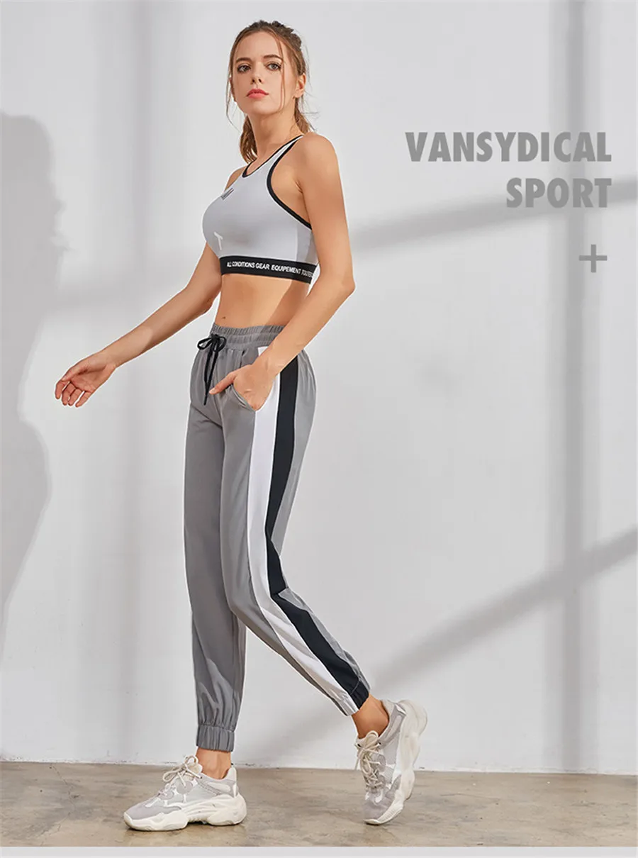 Женские спортивные брюки для бега Vansydical, штаны для фитнеса, бега, свободные баскетбольные тренировочные брюки, комбинированные цвета