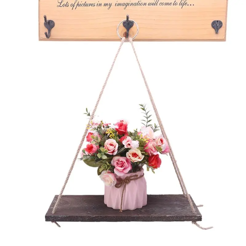Деревянная Декоративная Настенная подвесная полка качающаяся веревка плавающие