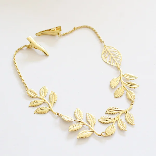 Золотые шпильки листья элегантные волосы полоса цепочка на голову украшение
