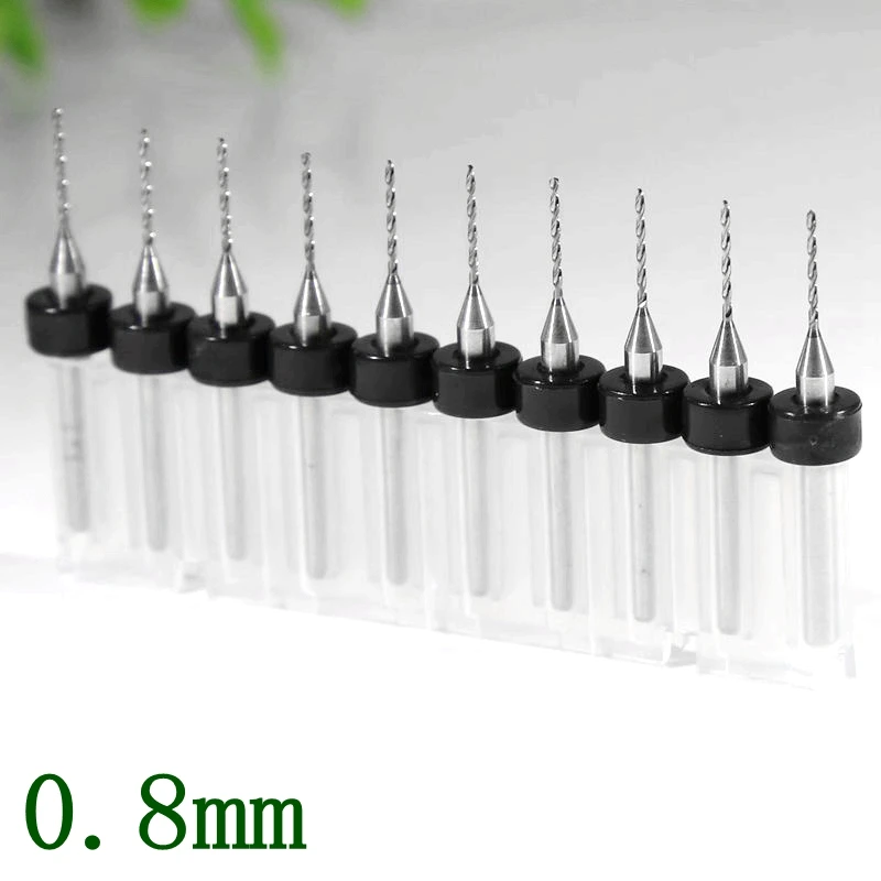0.8mm 10pcs Печатной платы сверла 0,3-1,2 мм, карбид вольфрама Микро Мини электрическая дрель, 10 шт. деревообрабатывающий фрезерный станок с ЧПУ, инструменты, сверления стекла, фрезы для станка с ЧПУ - Цвет: 0.8mm 10pcs