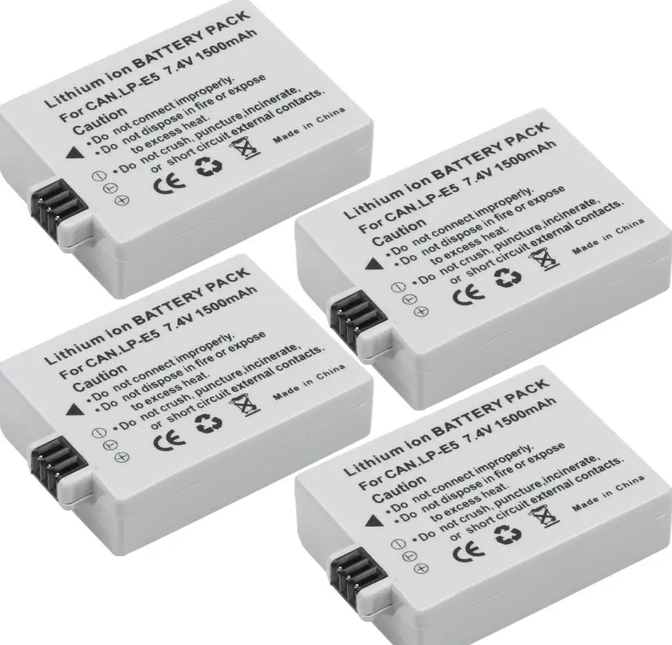 4 battery LP-E5 аккумулятор 1500 мАч+ зарядное устройство для CANON EOS 450D 500D 1000D EOS Rebel XSi EOS Rebel XS Kiss X3, Kiss X2, Kiss F Rebel XS - Цвет: 4 battery