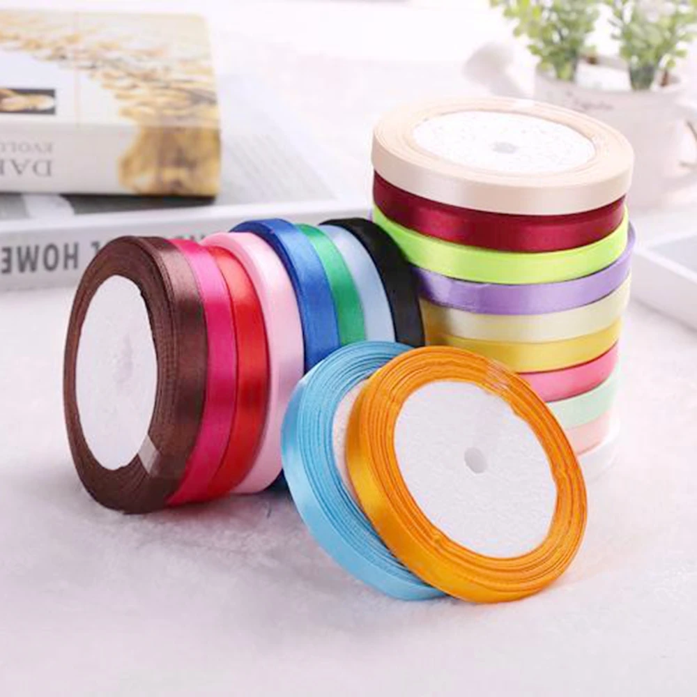 Бесплатная доставка хлопковая шелковая атласная лента 12 мм 25 ярдов полиэфирная