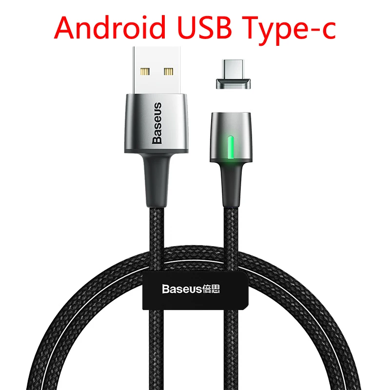 Магнитный кабель usb type c 3A Быстрая зарядка для Samsung Galaxy S8 s9 s10 note 9 huawei oneplus 6 xiaomi 5 micro usb кабель зарядного устройства - Цвет: Android usb-c Black