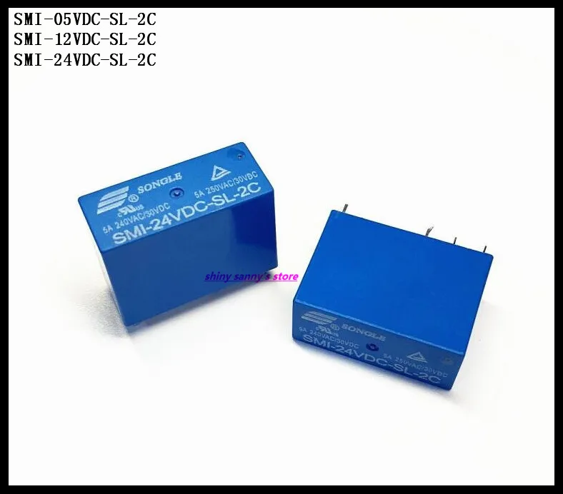 Реле мощности, 2 шт./лот, SMI-05VDC-SL-2C , SMI-12VDC-SL-2C, SMI-24VDC-SL-2C, 8 контактов, 5 В, 12 В, 24 В, 5 А, 250 В переменного тока/30 В постоянного тока