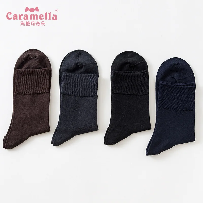 4 пар/лот Caramella мужские носки, плоские мерсеризованные носки, шелковые хлопковые носки до середины икры