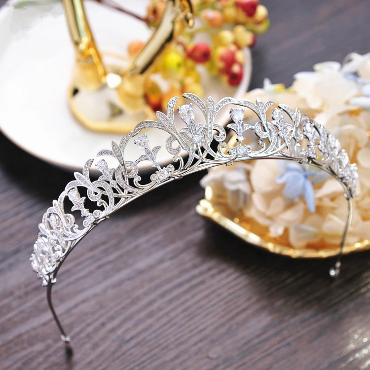 Полный циркон тиара головная повязка CZ Корона ювелирные изделия невесты